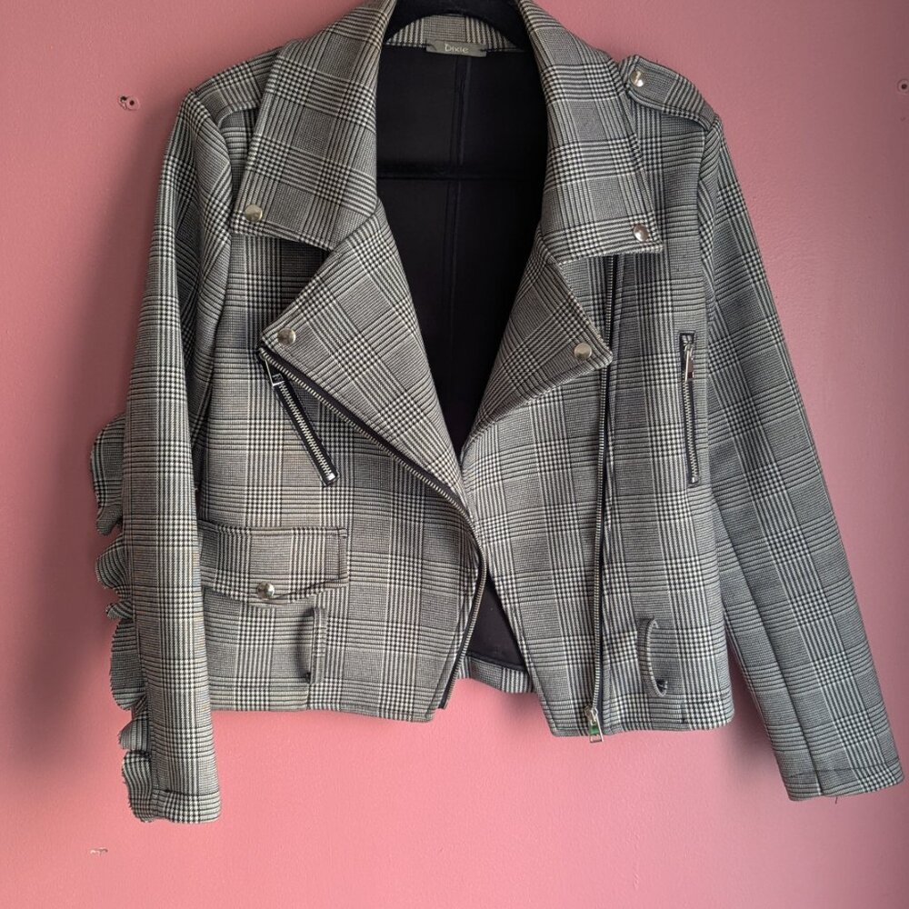 Houndstooth Biker Jacket - Picture 3 of 7